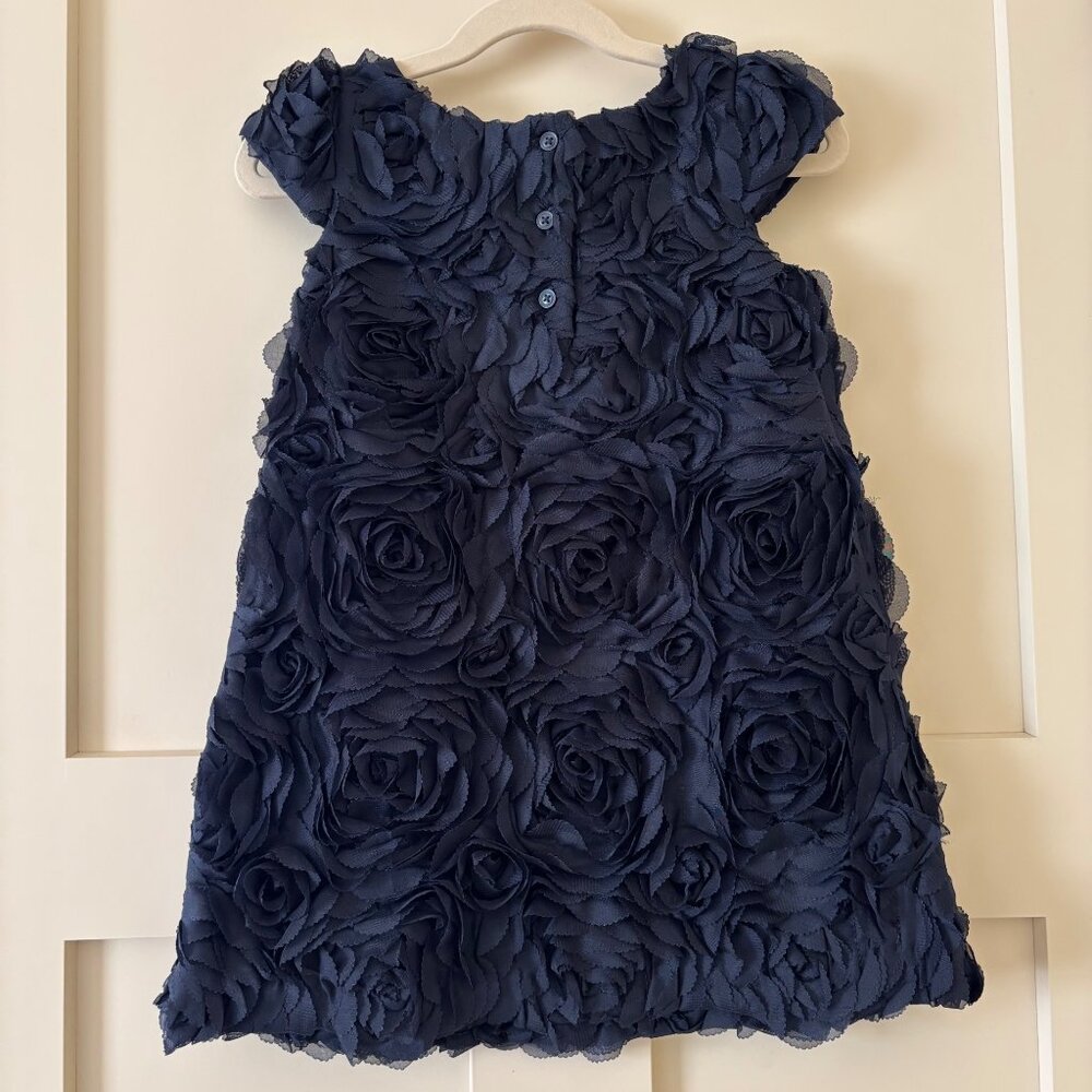 NWT Janie and Jack Special Occasion Dress Navy Rosette 3 - Picture 4 of 4